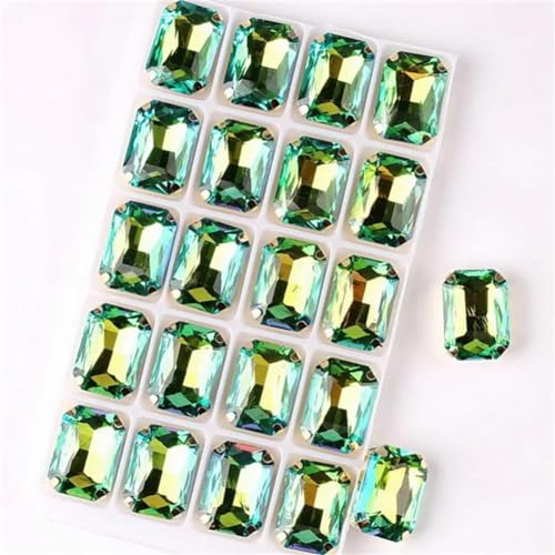 LuminaCreek Strass-Glaskristalle for Aufnähen, 20 Stück/Packung, rechteckige Form, Strass for Aufnähen, 13 x 18 mm, goldene Krallen-Kristall-Applikation(13x18mm 20pcs A7 Fruit GN RB) von LuminaCreek