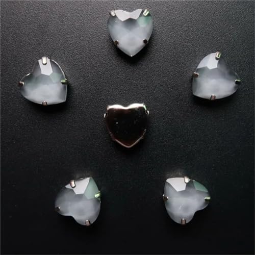 LuminaCreek Strass-Glaskristalle for Aufnähen, 20 Stück 10 mm Herzform for Aufnähen von Strassperlen, silberne Krallen, Gelee-Bonbon-Glaskristallperlen(10mm 20pcs A3 Black diamond) von LuminaCreek
