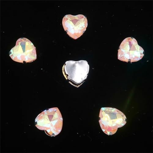 LuminaCreek Strass-Glaskristalle for Aufnähen, 20 Stück 10 mm Herzform for Aufnähen von Strassperlen, silberne Krallen, Gelee-Bonbon-Glaskristallperlen(10mm 20pcs A36 Champagne AB) von LuminaCreek