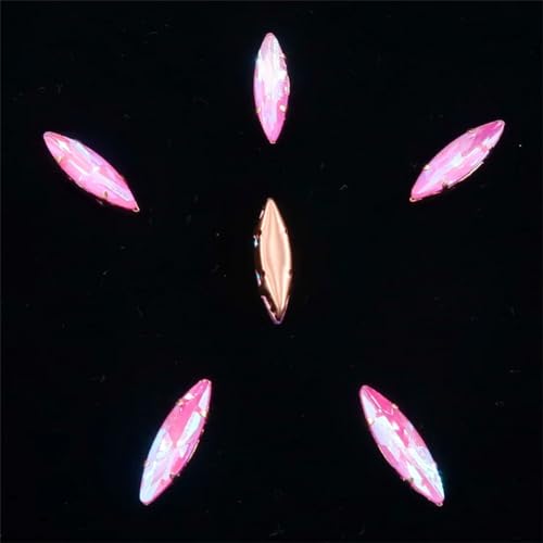 LuminaCreek Strass-Glaskristalle for Aufnähen, 50 Stück/Beutel, Navette-Pferdeaugenform, Glaskristall, klare Farben, Mix, Gold, Krallen-Strass for Aufnähen(A42 Rose AB) von LuminaCreek