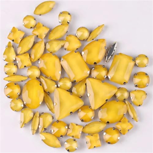 LuminaCreek Strass-Glaskristalle for Aufnähen, 50 Stück/Beutel, silberne Kralle, Strass-Formen for Aufnähen, Mix Jelly Candy Topaz Glaskristall(50pcs Topaz) von LuminaCreek