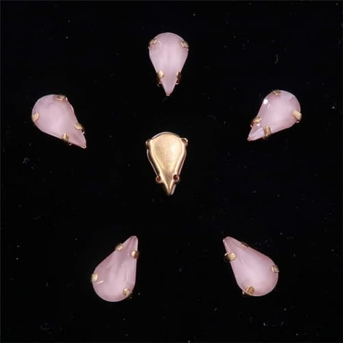 LuminaCreek Strass-Glaskristalle for Aufnähen, 50 Stück/Packung, schmale Glaskristalle in Wassertropfenform, goldene Klaue, 8 x 13 mm, Strass-Applikation for Aufnähen(8x13mm 50pcs A13 Lt topaz) von LuminaCreek