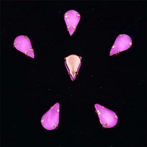 LuminaCreek Strass-Glaskristalle for Aufnähen, 50 Stück/Packung, schmale Glaskristalle in Wassertropfenform, goldene Klaue, 8 x 13 mm, Strass-Applikation for Aufnähen(8x13mm 50pcs A16 Purple) von LuminaCreek