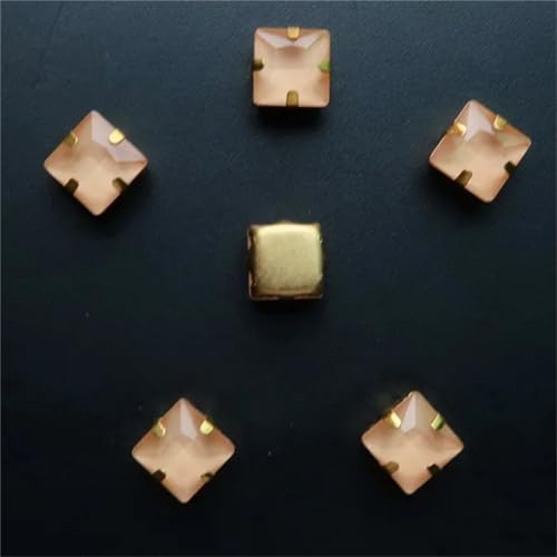 LuminaCreek Strass-Glaskristalle for Aufnähen, 50 Stück 8 mm quadratische Glaskristallperlen, goldene Kralle, Strass for Aufnähen, DIY-Besatz(8mm 50pcs A14 Champagne) von LuminaCreek