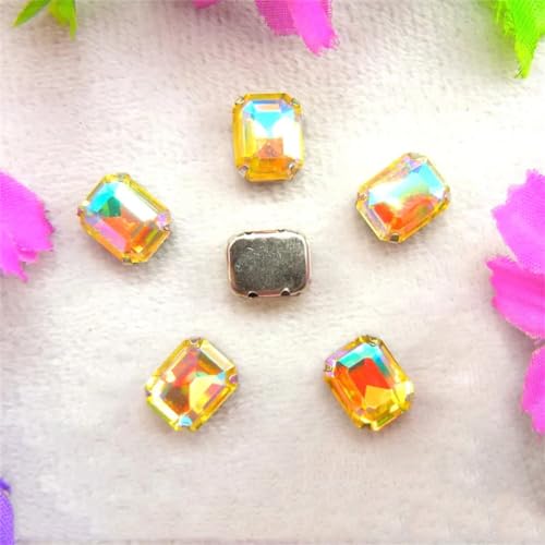 LuminaCreek Strass-Glaskristalle for Aufnähen, AB-Farben, silberne Kralle, for Aufnähen von Strassperlen, rechteckige Form, Glaskristall, DIY-Besatz(13x18mm 20pcs A5 Champagne gold AB) von LuminaCreek