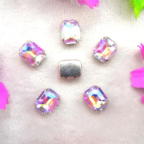 LuminaCreek Strass-Glaskristalle for Aufnähen, AB-Farben, silberne Kralle, for Aufnähen von Strassperlen, rechteckige Form, Glaskristall, DIY-Besatz(18x25mm 10pcs A14 Violet AB) von LuminaCreek