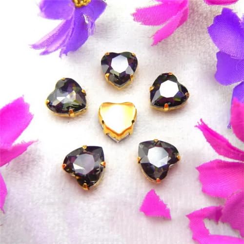 LuminaCreek Strass-Glaskristalle for Aufnähen, Goldfarben-Mix, Herzform, Strass-Perlen for Aufnähen, DIY-Applikation(12mm 20pcs A15 Black diamond) von LuminaCreek