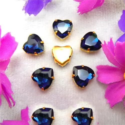 LuminaCreek Strass-Glaskristalle for Aufnähen, Goldfarben-Mix, Herzform, Strass-Perlen for Aufnähen, DIY-Applikation(27mm 10pcs A13 Montana) von LuminaCreek