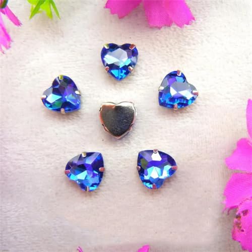 LuminaCreek Strass-Glaskristalle for Aufnähen, Herzform, for Aufnähen, Strasssteine, silberne Krallen, Kristallperlen, 7 Größen, Farben, Mix, DIY-Applikation(10mm 20pcs A18 Lt Sapphire) von LuminaCreek