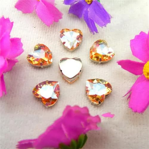 LuminaCreek Strass-Glaskristalle for Aufnähen, Herzform, for Aufnähen, Strasssteine, silberne Krallen, Kristallperlen, 7 Größen, Farben, Mix, DIY-Applikation(16mm 20pcs A7 Champagne gold) von LuminaCreek