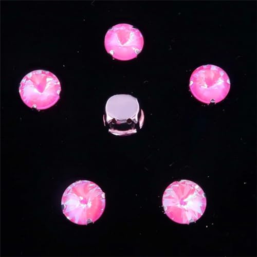 LuminaCreek Strass-Glaskristalle for Aufnähen, Rivoli-Applikation in runder Form for Aufnähen von Strasssteinen in Silber-Regenbogen-Kristallen(10mm 20pcs A34 Rose AB) von LuminaCreek