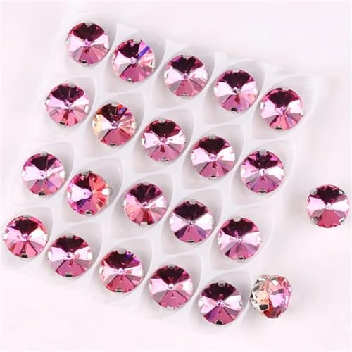 LuminaCreek Strass-Glaskristalle for Aufnähen, Rivoli-Applikation in runder Form for Aufnähen von Strasssteinen in Silber-Regenbogen-Kristallen(8mm 50pcs A15 Lt peach RB) von LuminaCreek