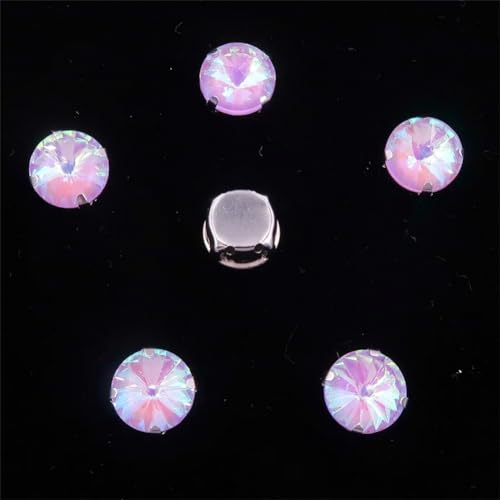 LuminaCreek Strass-Glaskristalle for Aufnähen, Rivoli-Applikation in runder Form for Aufnähen von Strasssteinen in Silber-Regenbogen-Kristallen(8mm 50pcs A30 Violet AB) von LuminaCreek