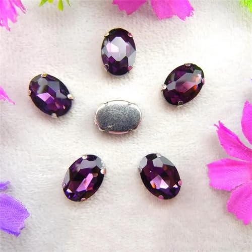 LuminaCreek Strass-Glaskristalle for Aufnähen, Silber, 7 Größen, Farben, Mix, ovale Form, Strass-Perlen for Aufnähen, DIY-Besatz(13x18mm 20pcs A12 Amethyst) von LuminaCreek
