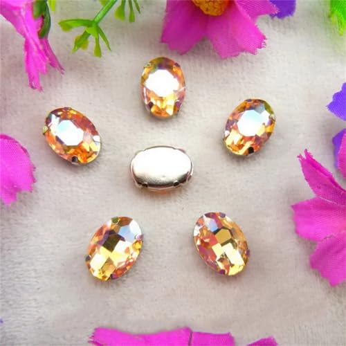 LuminaCreek Strass-Glaskristalle for Aufnähen, Silber, 7 Größen, Farben, Mix, ovale Form, Strass-Perlen for Aufnähen, DIY-Besatz(13x18mm 20pcs A16 Champagne gold) von LuminaCreek