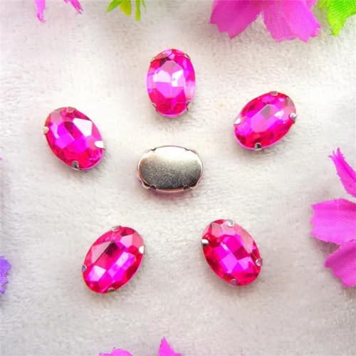 LuminaCreek Strass-Glaskristalle for Aufnähen, Silber, 7 Größen, Farben, Mix, ovale Form, Strass-Perlen for Aufnähen, DIY-Besatz(13x18mm 20pcs A24 Rose) von LuminaCreek