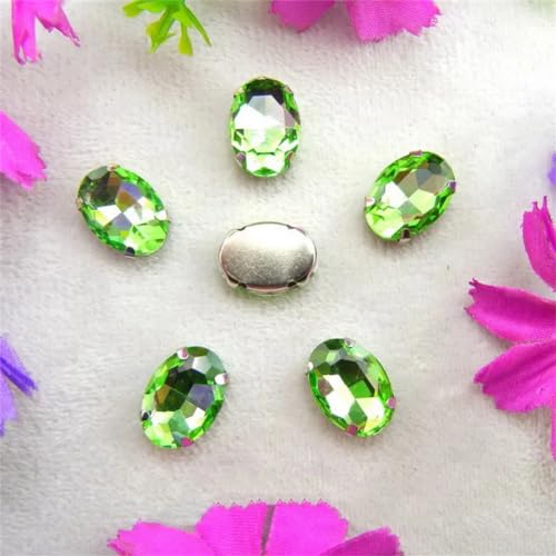 LuminaCreek Strass-Glaskristalle for Aufnähen, Silber, 7 Größen, Farben, Mix, ovale Form, Strass-Perlen for Aufnähen, DIY-Besatz(18x25mm 10pcs A9 Peridot) von LuminaCreek