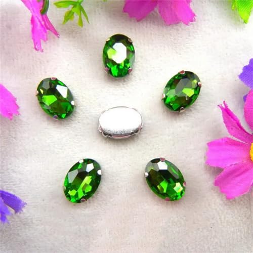 LuminaCreek Strass-Glaskristalle for Aufnähen, Silber, 7 Größen, Farben, Mix, ovale Form, Strass-Perlen for Aufnähen, DIY-Besatz(20x30mm 10pcs A3 Olivine) von LuminaCreek