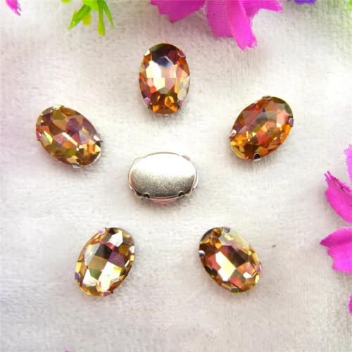 LuminaCreek Strass-Glaskristalle for Aufnähen, Silber, 7 Größen, Farben, Mix, ovale Form, Strass-Perlen for Aufnähen, DIY-Besatz(6x8mm 50pcs A14 Lt Toapz) von LuminaCreek