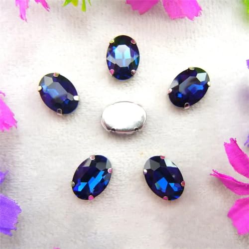 LuminaCreek Strass-Glaskristalle for Aufnähen, Silber, 7 Größen, Farben, Mix, ovale Form, Strass-Perlen for Aufnähen, DIY-Besatz(8x10mm 50pcs A15 Montana) von LuminaCreek