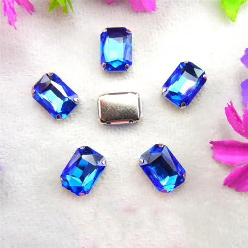 LuminaCreek Strass-Glaskristalle for Aufnähen, Silber, 7 Größen, Farben, Mix, rechteckige Form, Strass-Perlen for Aufnähen(18x25mm 10pcs A18 Lt Sapphire) von LuminaCreek