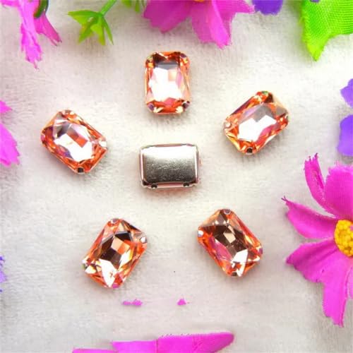 LuminaCreek Strass-Glaskristalle for Aufnähen, Silber, 7 Größen, Farben, Mix, rechteckige Form, Strass-Perlen for Aufnähen(18x25mm 10pcs A23 Lt peach) von LuminaCreek