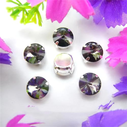 LuminaCreek Strass-Glaskristalle for Aufnähen, Silber-Krallen-Glaskristall-Farben-Mix, Rivoli-Rundform, for Aufnähen von Strass-Perlen, DIY-Applikation(16mm 20pcs A10 Black diamond) von LuminaCreek