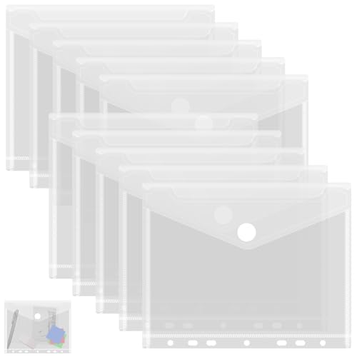 10 Stück Dokumentenmappe mit Druckknopf A5, 22.8x18cm Transparent Dokumentenmappe A5, Dokumententasche Wasserdicht Klein, 7-Loch Binder Taschen, für Papierkram, Dokumente, Quittungen, Bürobedarf 10 Stück Dokumentenmappe mit Druckknopf A5, 22.8x18cm Transparent Dokumentenmappe A5, Dokumententasche Wasserdicht Klein, 7-Loch Binder Taschen, für Papierkram, Dokumente, Quittungen, Bürobedarf von LuminaryLair