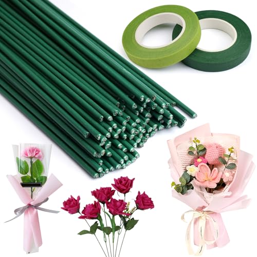 100 Stück Blumendraht Floristikdraht mit 2 Rollen Blumenverpackungsband,30cm/11.81 in Blumenstamm Draht Grün,Blumendraht zum Basteln,Floristenband und draht,für Handarbeiten,Blumenherstellungszubehör 100 Stück Blumendraht Floristikdraht mit 2 Rollen Blumenverpackungsband,30cm/11.81 in Blumenstamm Draht Grün,Blumendraht zum Basteln,Floristenband und draht,für Handarbeiten,Blumenherstellungszubehör von LuminaryLair