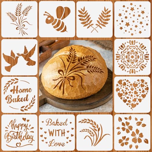 12 Stück Schablone für Brot, 15 X 15cm/5.9 X 5.9in Backschablonen-Set, Teilige Brotschablonen, Artisan Brotschablonen, Brot Schablonen zum Dekorieren, für Brot, Kuchen, Kaffee, Torte oder Kekse (Weiß) 12 Stück Schablone für Brot, 15 X 15cm/5.9 X 5.9in Backschablonen-Set, Teilige Brotschablonen, Artisan Brotschablonen, Brot Schablonen zum Dekorieren, für Brot, Kuchen, Kaffee, Torte oder Kekse (Weiß) von LuminaryLair