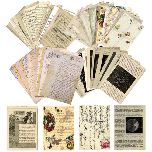 120 Blätter Deko Vintage Bastelpapier, 20.5 ×14.5 cm Vintage Junk Journal Kits, Vintage Bullet Journal Zubehör, Vintage Dekopapier für Sammelalbum, Tagebuch, DIY Kunst und Handwerk (4 Stile) von LuminaryLair