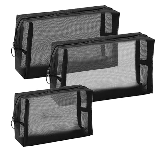 2 Stück 13.5 X 8cm/1 Stück 17.5 X 10cm Mesh Tasch Klein Set,Mesh Kosmetiktasche mit Reißverschluss,Nylon Netzstoff Stifttasche Transparent,Mesh-Aufbewahrungstaschen,für Flugreise,Flugzeug,Badezimmer 2 Stück 13.5 X 8cm/1 Stück 17.5 X 10cm Mesh Tasch Klein Set,Mesh Kosmetiktasche mit Reißverschluss,Nylon Netzstoff Stifttasche Transparent,Mesh-Aufbewahrungstaschen,für Flugreise,Flugzeug,Badezimmer von LuminaryLair