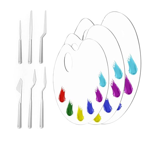 3 Stück Klare Acryl Malpalette mit 6 Stück Malerspachtel, Antihaft Öl Farbmischpalette, Transparent Oval Art Palette mit Griffloch, Mischpaletten für Ölfarben Acryl für Kunstprojekte, Kunsthandwerk 3 Stück Klare Acryl Malpalette mit 6 Stück Malerspachtel, Antihaft Öl Farbmischpalette, Transparent Oval Art Palette mit Griffloch, Mischpaletten für Ölfarben Acryl für Kunstprojekte, Kunsthandwerk von LuminaryLair