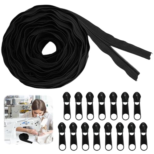 5m Reißverschluss Meterware,Endlos Reissverschluss Schwarz mit 15 Zipper,Kopf-Reißverschluss Nylon mit Langer Blende,Haushaltbarer Endlos Reißverschlüsse,für Kleidung Tasche Mäppchen Bettwäsche 5m Reißverschluss Meterware,Endlos Reissverschluss Schwarz mit 15 Zipper,Kopf-Reißverschluss Nylon mit Langer Blende,Haushaltbarer Endlos Reißverschlüsse,für Kleidung Tasche Mäppchen Bettwäsche von LuminaryLair