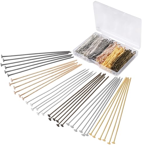 600 Stück Kopfstifte Metall Schmuck, 5cm/2in Nietstifte Kopfstifte Schmuckherstellung, Flacher Kopf Pins Nietstifte, DIY Farben Nietstifte, für Armbänder Halsketten Ohrringe Reparatur (6 Farben) von LuminaryLair