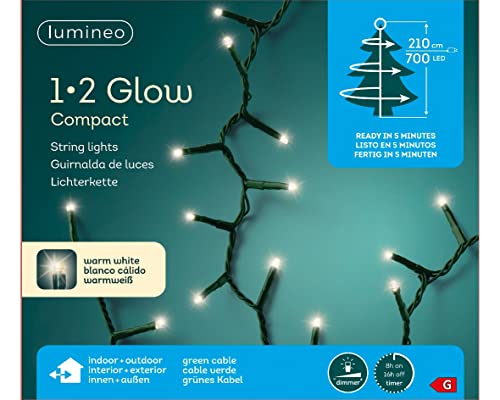 Lumineo 1-2 Glow Compact warm weiß - 700 LED's - für 2,1 Meter Bäume - grünes Kabel - Indoor & Outdoor - Timer - dimmbar - IP44 Lumineo 1-2 Glow Compact warm weiß - 700 LED's - für 2,1 Meter Bäume - grünes Kabel - Indoor & Outdoor - Timer - dimmbar - IP44 von Lumineo