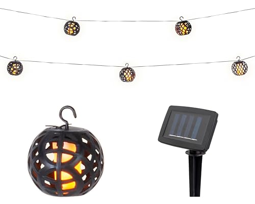 Lumineo LED Solar Lichterkette Kugeln 1,75m - Solarlichterkette mit Flammeneffekt für Garten Balkon - Solarkette Gartenbeleuchtung Partylichterkette - Beleuchtung Außen hängend Gartendeko - Warmweiß von Lumineo