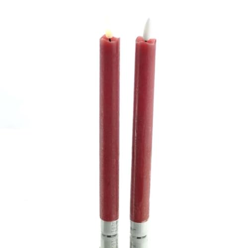 Lumineo LED Stabkerzen Ox Blood dunkelrot aus Wachs Ø 2,2 x 24 cm warmweiß Indoor von Lumineo