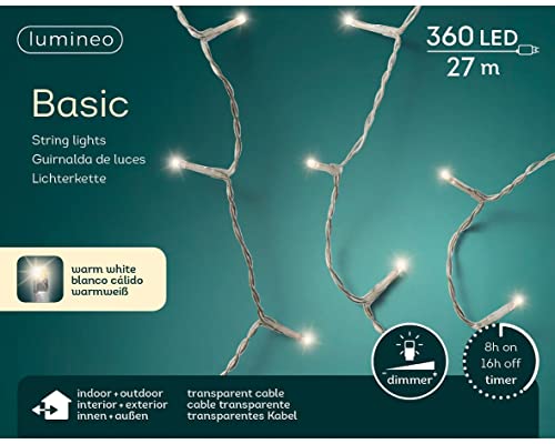 Lumineo Lichterkette Basic 360 LED's 27 m warm weiß, transparentes Kabel von Lumineo