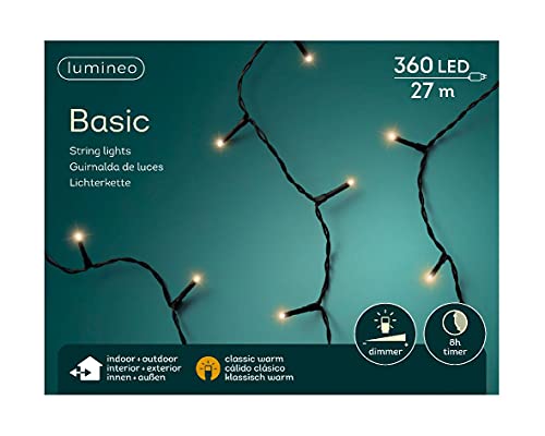 Lumineo Lichterkette Basic klassisch warm - 360 LED's - 27 Meter - schwarzes Kabel - Indoor & Outdoor - Timer - dimmbar - IP44 Lumineo Lichterkette Basic klassisch warm - 360 LED's - 27 Meter - schwarzes Kabel - Indoor & Outdoor - Timer - dimmbar - IP44 von Lumineo