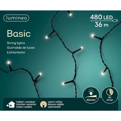 Lumineo Lichterkette warm weiß - 480 LEDs - 36 Meter - schwarzes Kabel - Indoor & Outdoor - Timer - dimmbar - IP44 Schutz von Lumineo