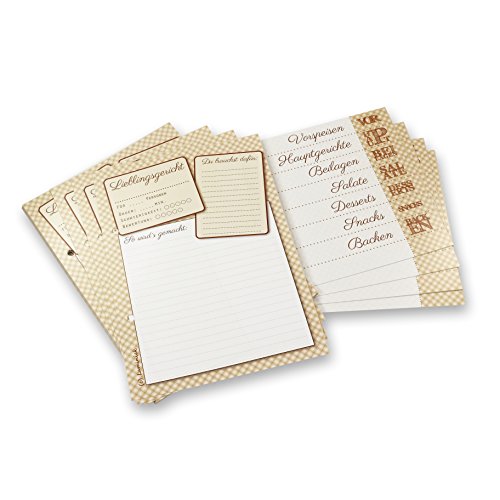 Luminick 40 Rezeptkarten & 9 Registerkarten DIN A5 im Set, mit Register, zum Selbstschreiben, Dickes und hochwertiges Papier, Hochzeitsspiel, Nachfüllpack, gelocht von Luminick