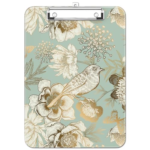 Luminzo Kunststoff Niedliches Klemmbrett mit Stifthalter, Flache Metallklammer, A4 Format 23 x 32 cm, Klemmbrett für Lehrer, Krankenschwestern, Klassenzimmer,Floral Bird Luminzo Kunststoff Niedliches Klemmbrett mit Stifthalter, Flache Metallklammer, A4 Format 23 x 32 cm, Klemmbrett für Lehrer, Krankenschwestern, Klassenzimmer,Floral Bird von Luminzo