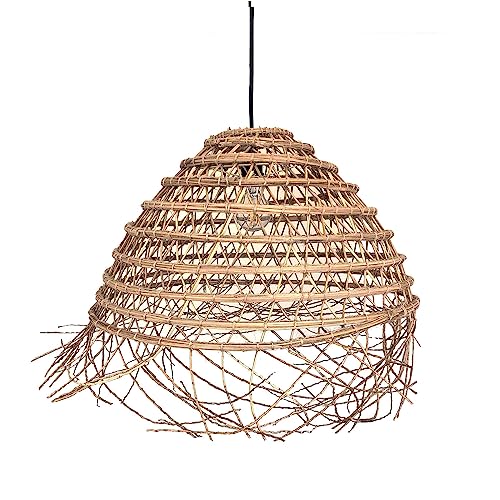Lumisky Filipa Indoor Lampenschirm aus Palmfaser Natürliches Dattier Boho für E27 Elektro Fassung 70cm Durchmesser, grau, one Size von Lumisky