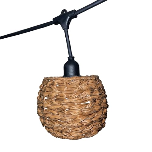 Lumisky Polyrattan Lichterkette im Boho-Stil, 7-flammig, E27-Fassung, warmweiß, 6 m von Lumisky