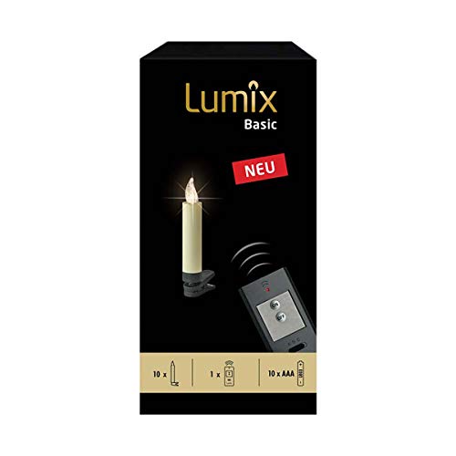 Lumix® LED kabellose Weihnachtsbaum Christbaumkerzen Basic Mini 10er Basis-Set Warmweiß inkl. Fernbedienung ohne Timer Elfenbein 9cm 75460 von Lumix