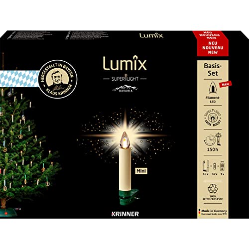 Lumix® SuperLight Bavaria Mini kabellose LED Christbaumkerzen Weihnachtsbaumkerzen 12er Basis-Set Elfenbein 9cm warmweiß inkl. Fernbedienung Made in Germany 77901 von Lumix