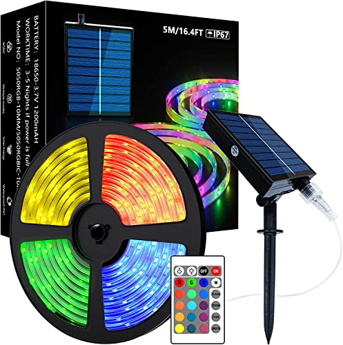 Lumtang Solar Außen LED Strip, RGB LED Streifen 5 m, solarbetriebener RGB Farbwechsel Solarlichterkette mit 8 Beleuchtungsmodi, Party, Garten, Schwimmbad, Lager, Außendekoration.… Lumtang Solar Außen LED Strip, RGB LED Streifen 5 m, solarbetriebener RGB Farbwechsel Solarlichterkette mit 8 Beleuchtungsmodi, Party, Garten, Schwimmbad, Lager, Außendekoration.… von Lumtang