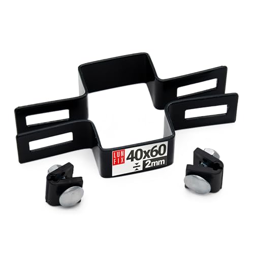 Mittelschelle 40x60 mm Schwarz Strebeschelle Vierkant Eckig Gitterstabmattenzaun von Lun Fix