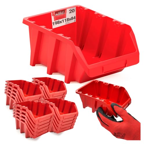 Sortierbox 198×118×84 mm 20 Stk., Aufbewahrungsbox aus Polypropylen, Sichtlagerkasten rot, Stapelboxen Kunststoff, Sortimentskasten für Schüttenregal & Lagerregal, Aufbewahrung Werkstatt, Lun Fix Sortierbox 198×118×84 mm 20 Stk., Aufbewahrungsbox aus Polypropylen, Sichtlagerkasten rot, Stapelboxen Kunststoff, Sortimentskasten für Schüttenregal & Lagerregal, Aufbewahrung Werkstatt, Lun Fix von Lun Fix